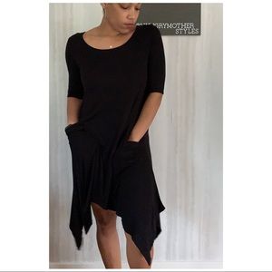 Alya Black Asymmetrical Jersey Dress